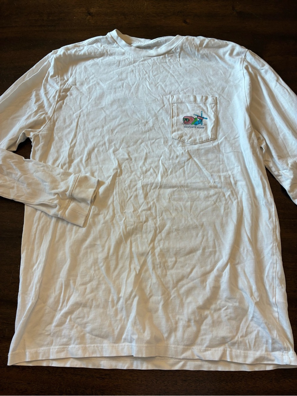 Vineyard Vines T-Shirt Long Sleeve Boys XL Girls Kids 18 White White Ski Skiing